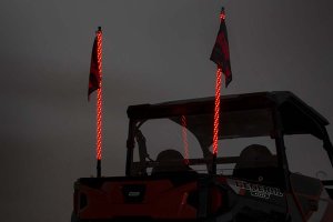 Polaris Ranger 900 XP Bronze Mist LE LED Whip Mount Kit - Bed - Rough Country - 4' LED Whip Light Pair with 300 Patterns - Multl-Color - 2013